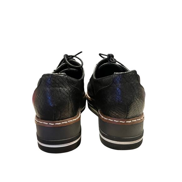 EXE Black Leather Platform Oxford Shoes Womens US 7 Chunky Lug Sole Professional - Picture 9 of 11